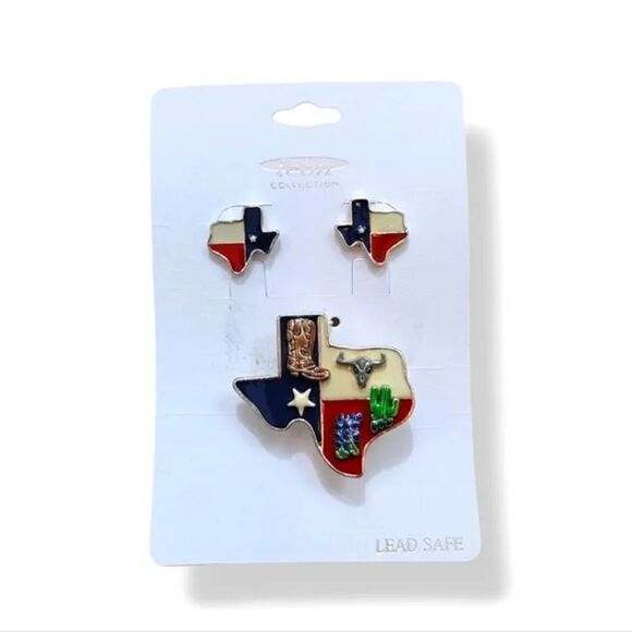 NEW Vintage Icon Collection Texas Earrings and Pendant/Pin 3 PC Set - Picture 3 of 6